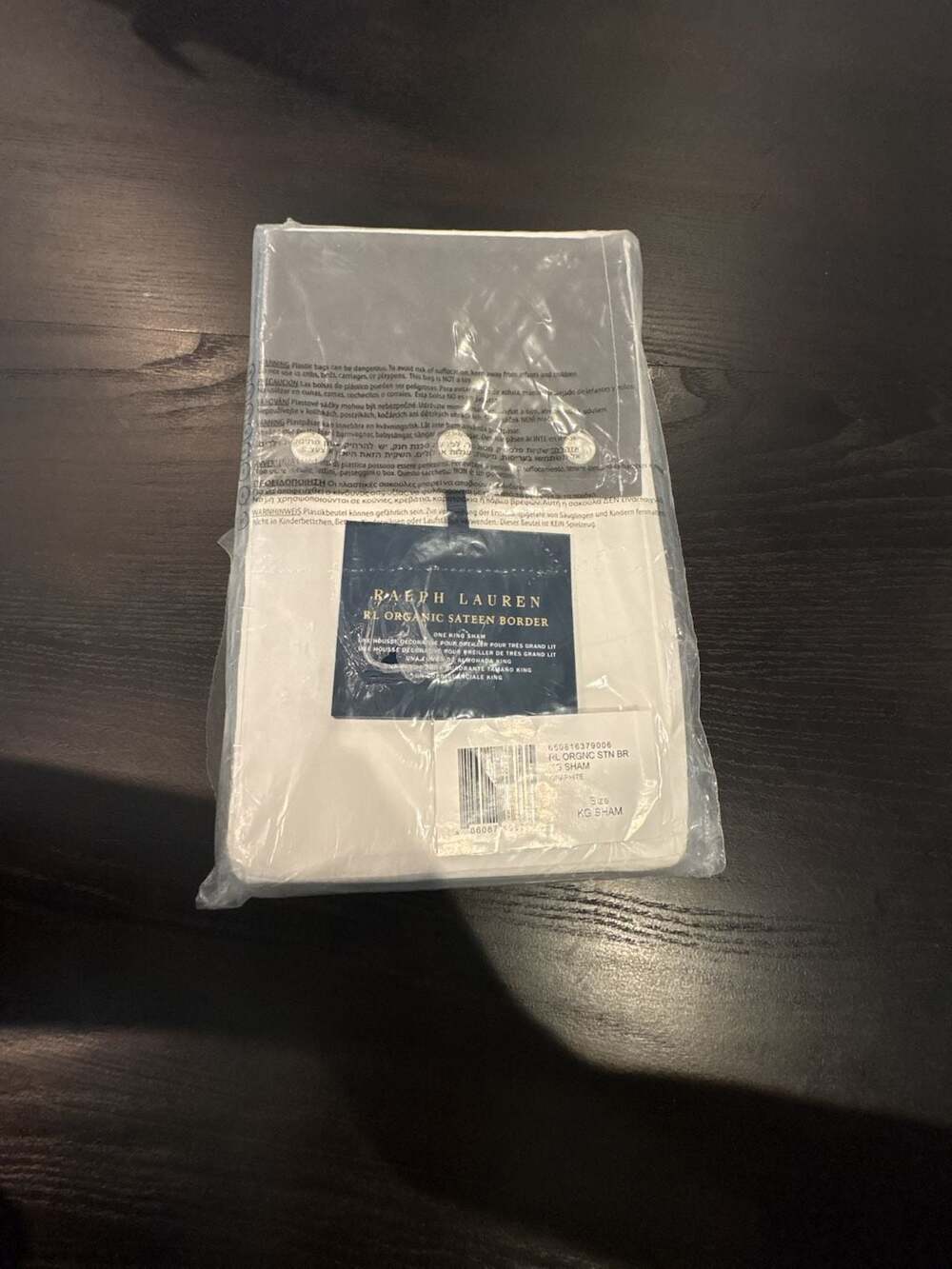 NEW Ralph Lauren Pillow Sham King Size Graphite 100% Organic Sateen Border NIB